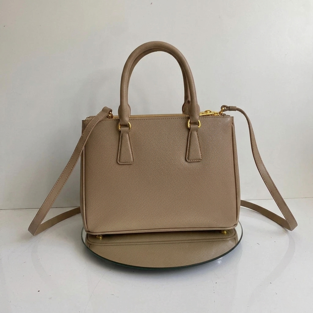 Bag Prad Leather Saf Beige
